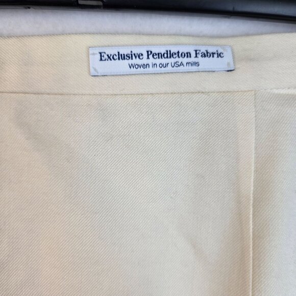 Pendleton Wool Skirt Petite 16 Cream Textured Details Vintage USA Deadstock - Picture 2 of 8